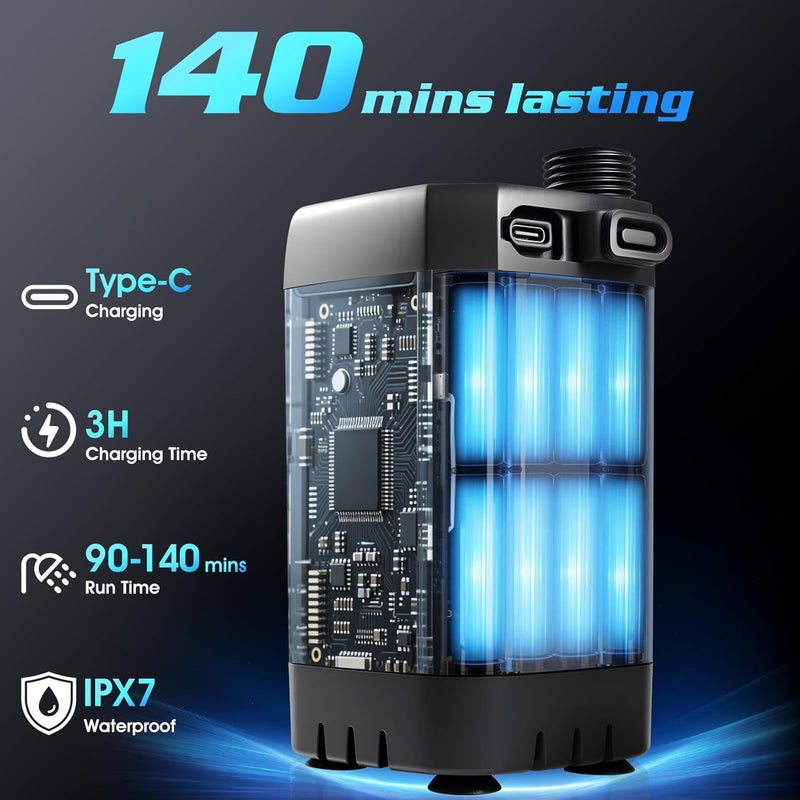 FizZeal Portable Shower With Heater,Portable Shower For Camping With 2000W Auto-Off Heater,4 Spray Modes,Lasting 140 mins,LED Display,Portable Shower Pump,Outdoor Shower For Camping,Hiking,Travel,Car,Pet - Image 2